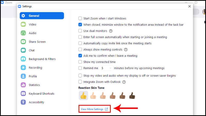 Chọn View More Settings